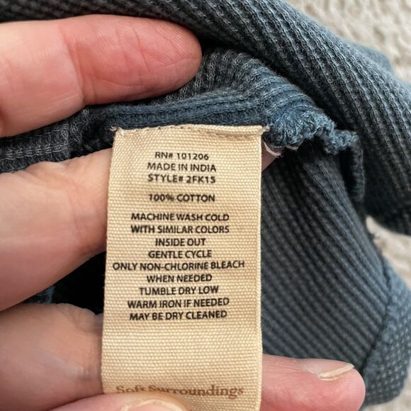 SOFT SURROUNDINGS Gwen Waffle Top Women's Medium Tapestry Blue Thermal Shirt - Picture 4 of 8